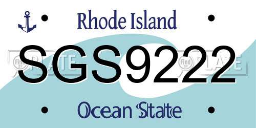 SGS9222 Rhode Island License Plate