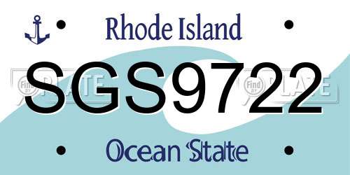 SGS9722 Rhode Island License Plate