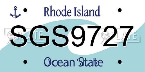 SGS9727 Rhode Island License Plate
