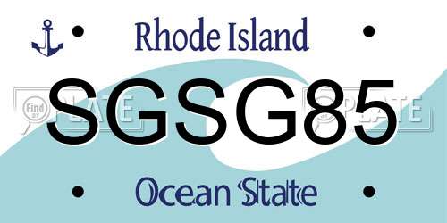 SGSG85 Rhode Island License Plate