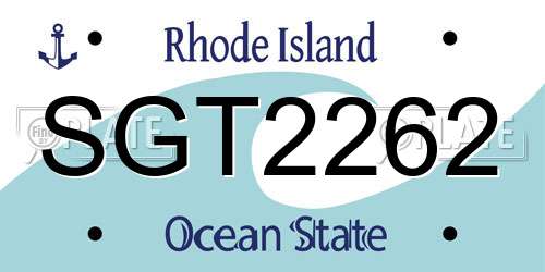 SGT2262 Rhode Island License Plate