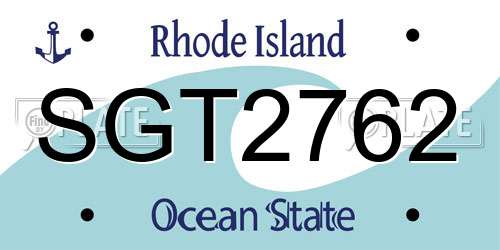 SGT2762 Rhode Island License Plate