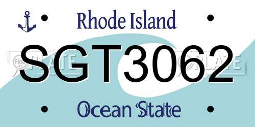SGT3062 Rhode Island License Plate