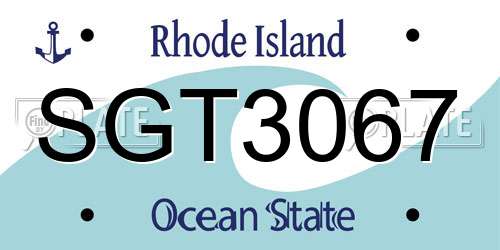 SGT3067 Rhode Island License Plate