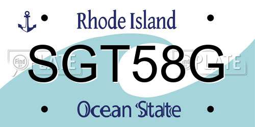 SGT58G Rhode Island License Plate