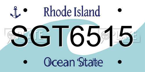 SGT6515 Rhode Island License Plate