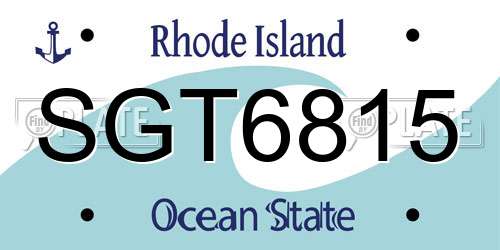 SGT6815 Rhode Island License Plate