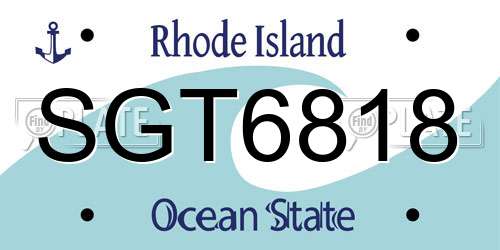 SGT6818 Rhode Island License Plate