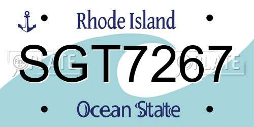 SGT7267 Rhode Island License Plate