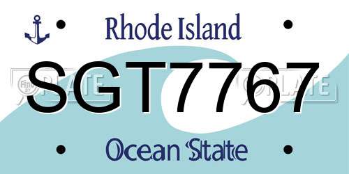 SGT7767 Rhode Island License Plate