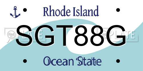 SGT88G Rhode Island License Plate