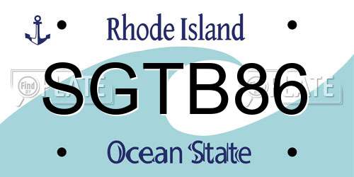 SGTB86 Rhode Island License Plate