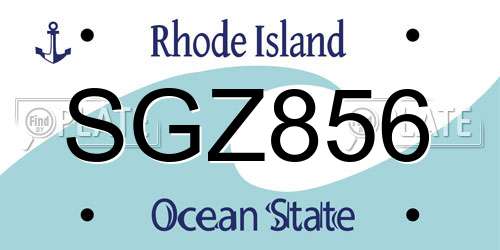SGZ856 Rhode Island License Plate