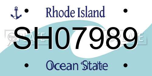 SH07989 Rhode Island License Plate