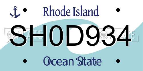 SH0D934 Rhode Island License Plate