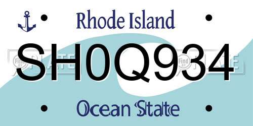 SH0Q934 Rhode Island License Plate