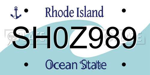 SH0Z989 Rhode Island License Plate