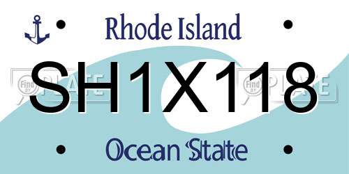 SH1X118 Rhode Island License Plate