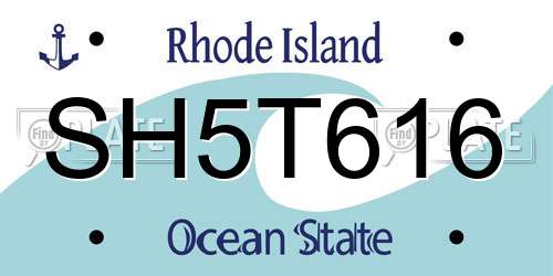 SH5T616 Rhode Island License Plate