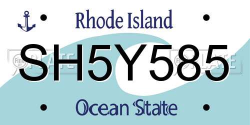 SH5Y585 Rhode Island License Plate