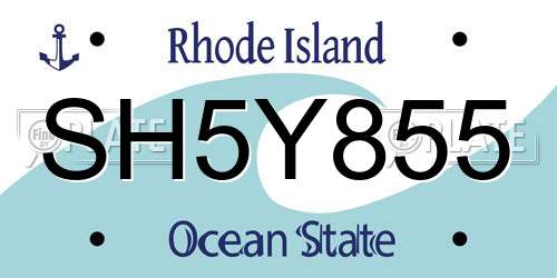 SH5Y855 Rhode Island License Plate