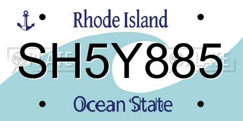 SH5Y885 Rhode Island License Plate