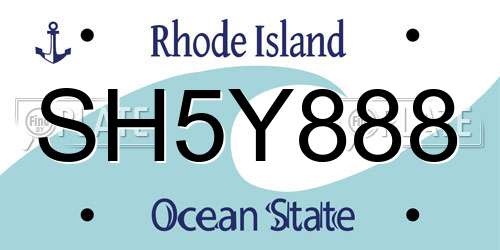 SH5Y888 Rhode Island License Plate