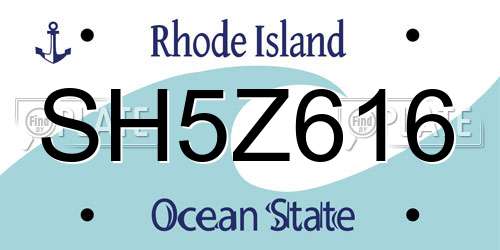 SH5Z616 Rhode Island License Plate