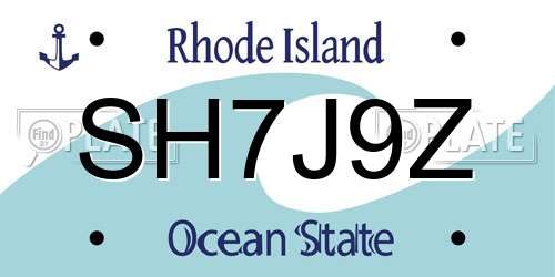 SH7J9Z Rhode Island License Plate