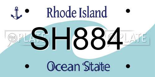SH884 Rhode Island License Plate