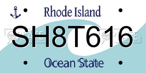 SH8T616 Rhode Island License Plate