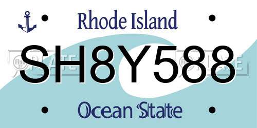 SH8Y588 Rhode Island License Plate