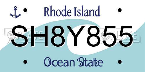 SH8Y855 Rhode Island License Plate