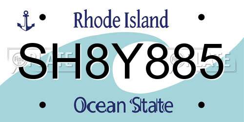 SH8Y885 Rhode Island License Plate
