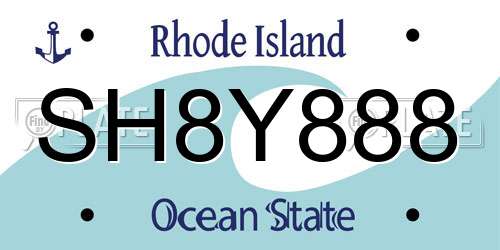 SH8Y888 Rhode Island License Plate