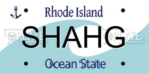 SHAHG Rhode Island License Plate