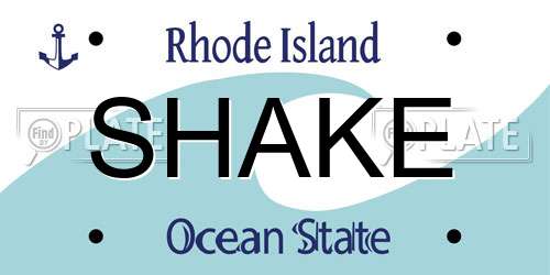 SHAKE Rhode Island License Plate