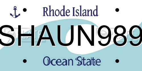 SHAUN989 Rhode Island License Plate