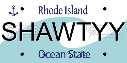 SHAWTYY Rhode Island License Plate
