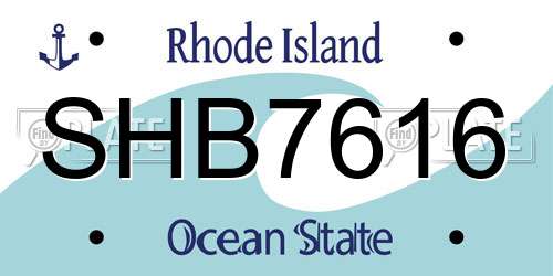 SHB7616 Rhode Island License Plate