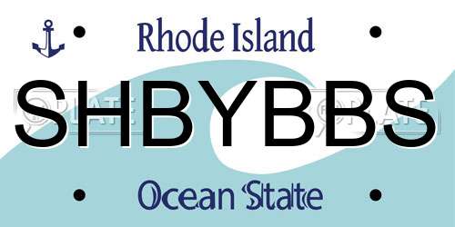 SHBYBBS Rhode Island License Plate