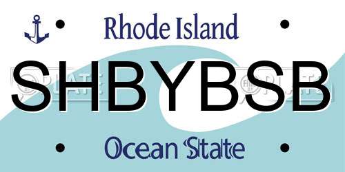 SHBYBSB Rhode Island License Plate