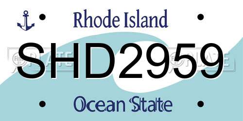 SHD2959 Rhode Island License Plate