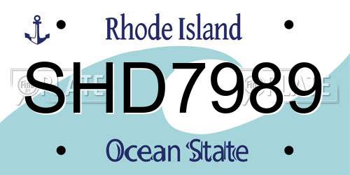 SHD7989 Rhode Island License Plate