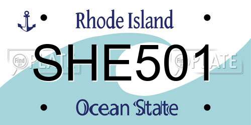SHE501 Rhode Island License Plate
