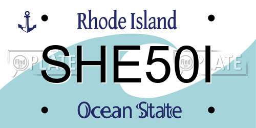 SHE50I Rhode Island License Plate