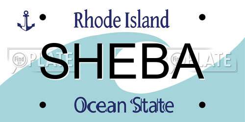 SHEBA Rhode Island License Plate