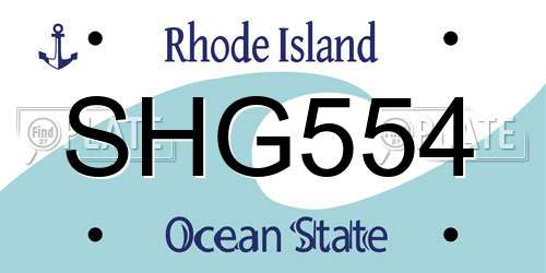 SHG554 Rhode Island License Plate