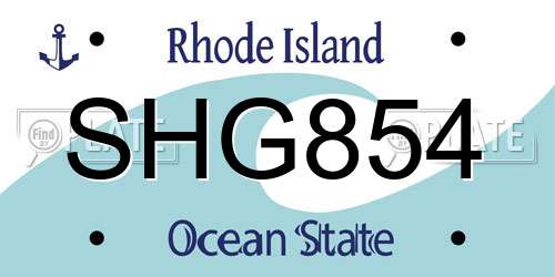 SHG854 Rhode Island License Plate
