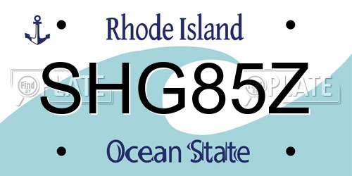 SHG85Z Rhode Island License Plate